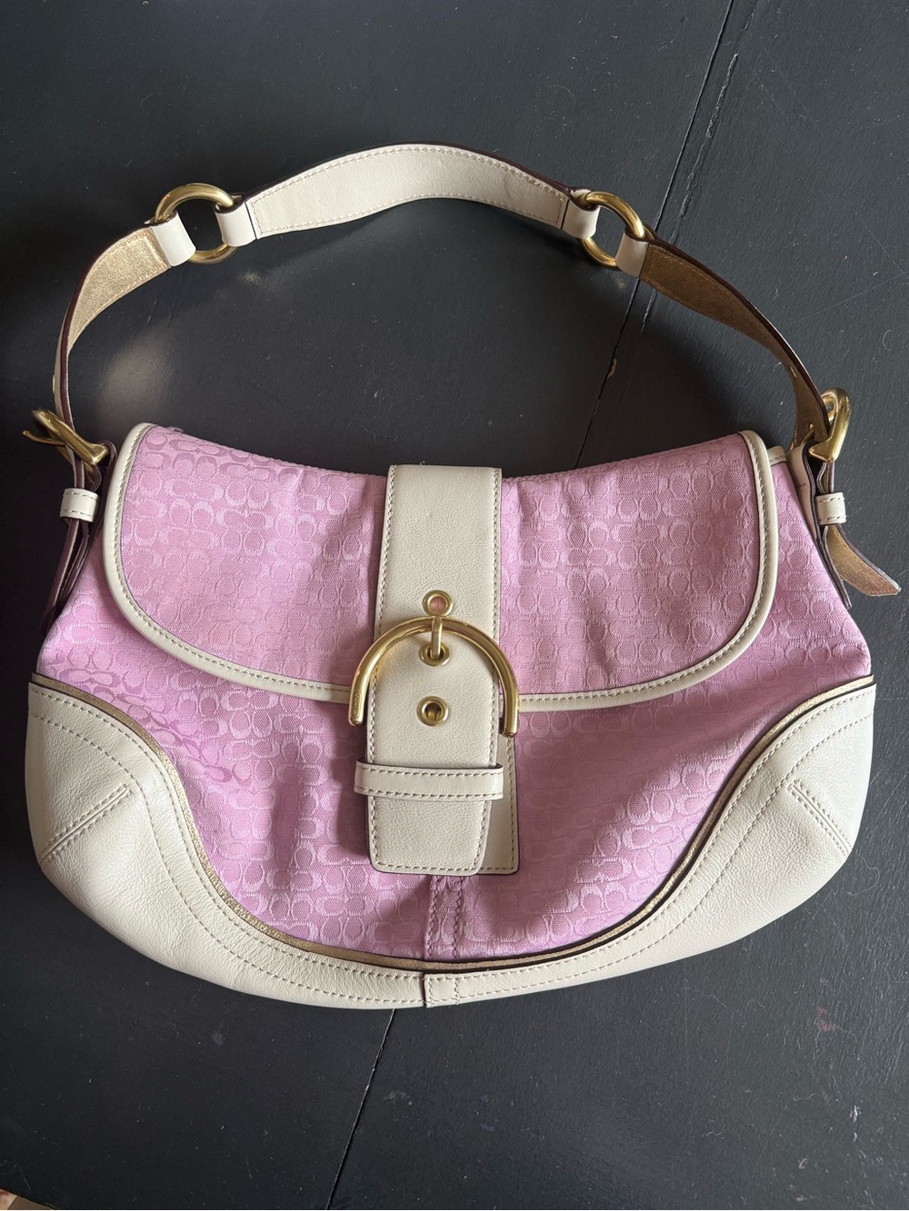 Vintage Coach Large Soho Pink Signature Jacquard Soho Bag